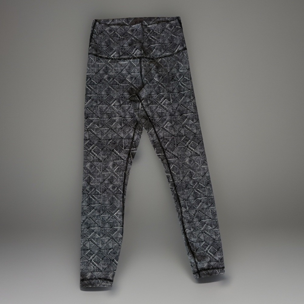 Lululemon Wunder Under 6 Luon Jacquard High Rise Leggings Black White 25"